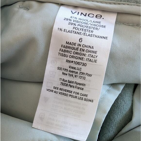 Vince Green Wool Blend Straight Leg Tailored Trouser Pants, size 6 - Picture 8 of 13